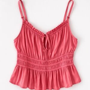 Ryegrass Coral Pink Satin Peplum Cami Top Size L